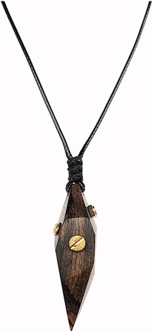 Industrial Style Long Necklace Retro Motorcycle Boyfriend Style Wooden Long Pendant Punk Neutral Necklace