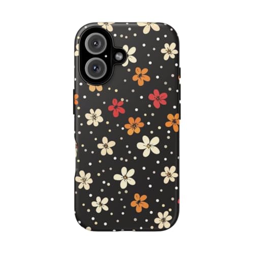 Coque iPhone 16 rigide mate anti-rayures au motif petites fleurs colorées