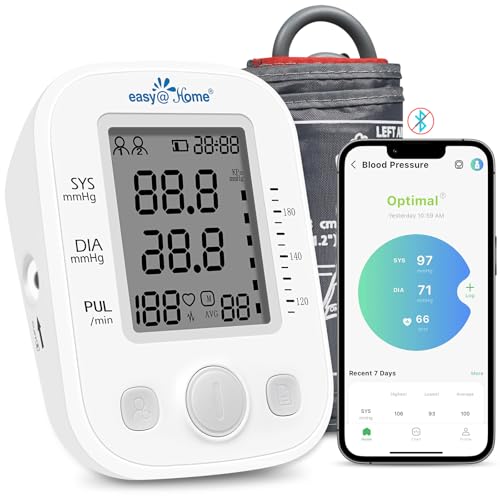 Easy@Home Digital Blood Pressure Monitor Upper Arm with Pulse Rate Indicator, Accurate Automatic BP Machine with with Free App MyHeartPal, Not Bluetooth Enabled, 2 User Individual Memory, EBP-020