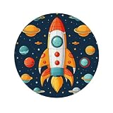Runde Acryl-Kühlschrankmagnete Rakete Clipart Raumschiff, magnetischer Kühlschrank-Aufkleber, lustig, niedlich, dekorative Magnete für Kühlschrank, Büro, Whiteboard, Küchenschränke, Schließfach