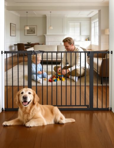 Image of Babelio 36-57 inch Extra Wide Baby Gate for Stairs No Drilling, PressGuard