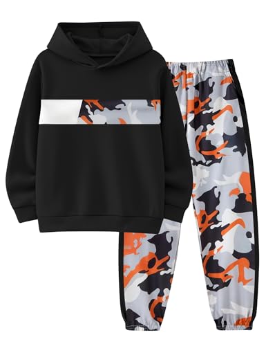 Image of Boys Clothes Boy Outfits 2-Piece Long Sleeve Hoodie and Camouflage Pants Boys Fall Winter Clothes for 6-16 Years