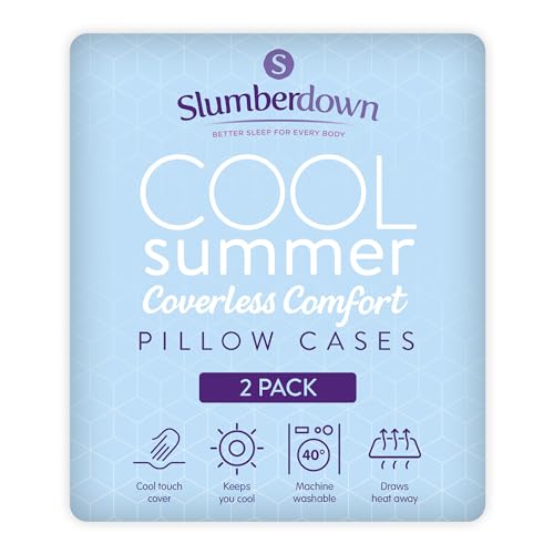 Slumberdown Summer Cooling Pillow Cases 2 Pack - Luxury Cool Pillowcases for Hot Sleepers & Summer Night Sweats, Draws Heat Away - Soft & Breathable Pillow Case, Hypoallergenic, Blue (50 x 75cm)