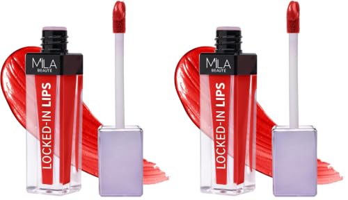 Image of MILA BEAUTE Locked In Lips Liquid Lipstick |12 Hour Transfer Proof Formula with Hyaluronic Acid | Highly Pigmented Lipsticks | Shade - (Pack of 2)