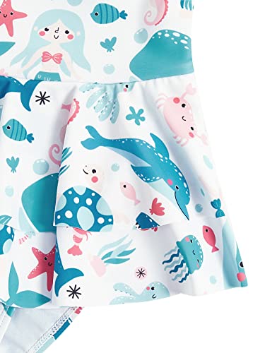 WDIRARA Girl's Animal Print Flared Hem Swimwear Ruffle Hem Round Neck Onepiece Swimsuit4