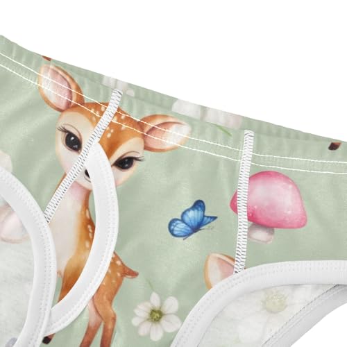 CHIFIGNO Cute Deer Flower Green Briefs for Boys Breathable Cotton Underwear Kids Boys Printed Briefs Underwear4