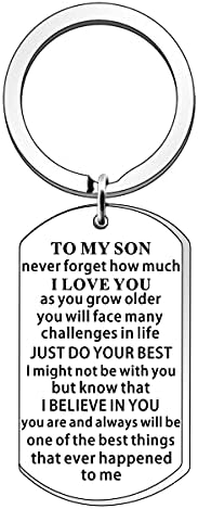SDOFY Son Keyring Son Birthday Gifts from Mum Dad Inspirational Personalized Keyring Keychain Christmas Gift