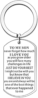 SDOFY Son Keyring Son Birthday Gifts from Mum Dad Inspirational Personalized Keyring Keychain Christmas Gift