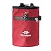 Drawstring Climbing Chalk Bag for Rock Climbing, Bouldering & Gymnastics — 420D Nylon Dry Hand Chalk Bucket with Anti-Slip Base, 7.5x5.1x5. in, Black(Red)
