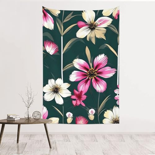 Tapisserie murale plantes et fleurs velours grand format 152x101cm