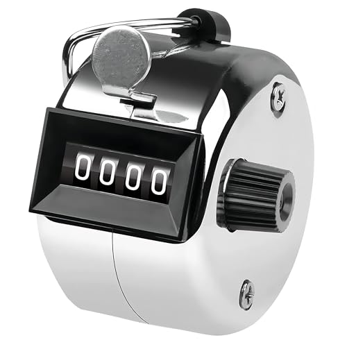Image of GLUN Tally Counter, 4-Digit Metal Hand Finger Counter for Jaap Counter, Tasbeeh Counter, Counting, Knitting, Coaching Golf, Lap, Fishing (Pack of 1)