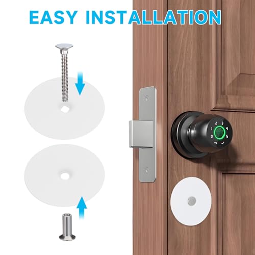 Placa embellecedora con tornillos y tuercas para tapar agujeros de pomo de puerta blanco 4