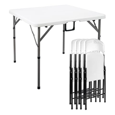 34" Square Folding Card Table & 4 Pack Folding Chairs for Picnic, Camping, Party, Wedding Cover