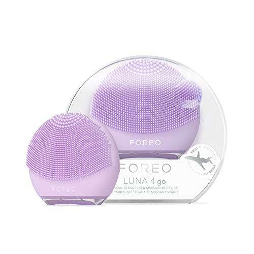 FOREO LUNA 4 go Cepillo de limpieza facial y masajeador facial - Mejora la absorción de los productos de cuidado facial - Cuidado facial simple - Para todo tipo de pieles - Lavander