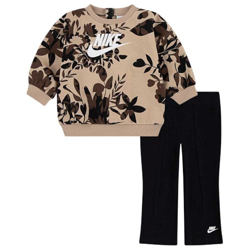 Nike legging et t-shirt bébé fille motif floral camo ensemble de sport rose et kaki taille s