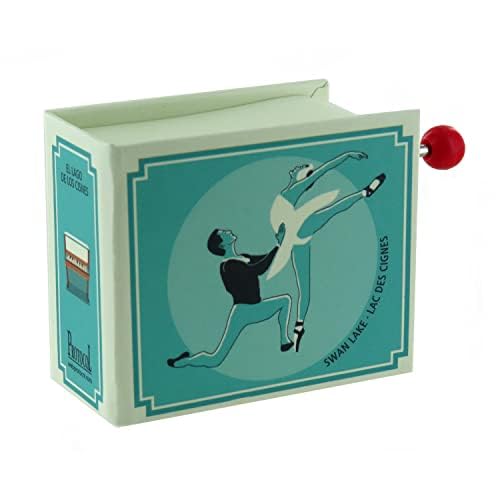 Caja de música/caja musical de manivela de cartón decorado en forma de libro con mecanismo musical de 18 notas - El lago de los cisnes (P. I. Chaikovski)