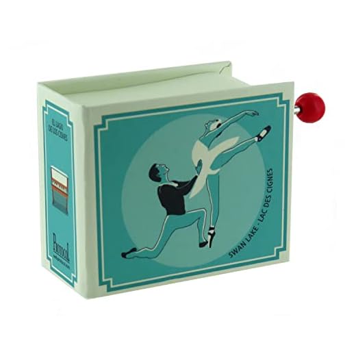 Caja de música/caja musical de manivela de cartón decorado en forma de libro con mecanismo musical de 18 notas - El lago de los cisnes (P. I. Chaikovski)