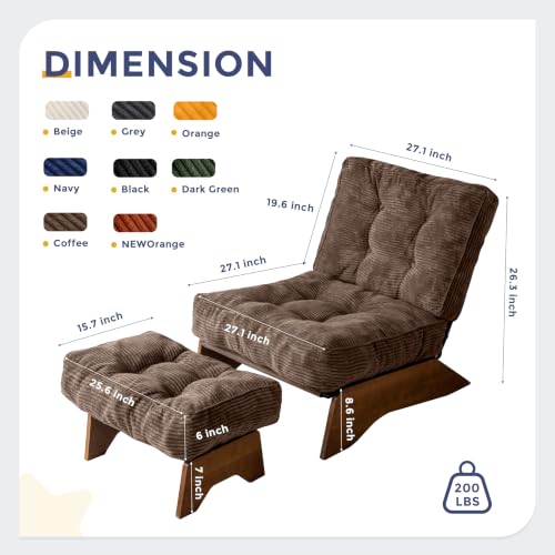 Image of MAXYOYO Accent Chair with Ottoman, Lounge Chair with Adjustable Backrest