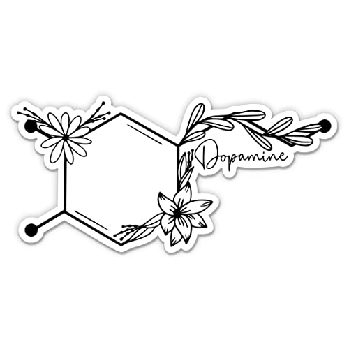 Dopamine Molecule Stickers - 2 Pack of 3" Stickers - Waterproof Vinyl for Car, Phone, Water Bottle, Laptop - Feel Good Brain Science Decals (2-Pack)