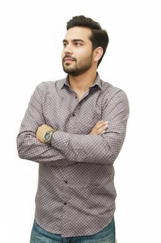 Image of Pack of 2 Men's Cotton Fabric Button Down Full Sleeve Collar Neck Regular Fit Check & Dotted Printed Combo Shirt