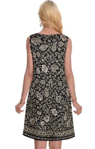 Image of Summer Dresses for Women Beach Boho Sleeveless Vintage Floral Flowy Pocket Tshirt Tank Sundresses 2026
