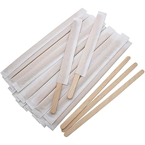 BLUE TOP Individually Paper Wrapped Wooden Coffee Stirrers 4.3 Inch Pack 500, Disposable Wood Sticks for Coffee/Tea/Hot Beverage/Hot Chocolate/Cold Drinks, Wood Blenders for Butter Sugar,Craft Stick Cover