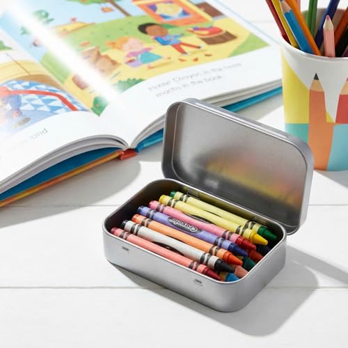 Image of Hotop 12 Pack Metal Rectangular Empty Hinged Tins 3.75 x 2.45 x 0.8 Inch Box Containers with Lids Mini Portable Box Small Storage Kit, Home Organizer (Silver)