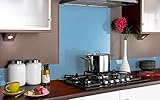 Vidriopanel Copete DE Vidrio Color para frentes de cocinas en Diferentes Medidas/Zócalo de Encimera antisalpicaduras en Cristal (80cm x 14cm, Azul)