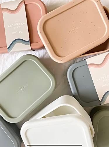 The Saturday Baby Speckled Sandy Brown 7 X 5 Silicone Bento Lunch Snack Box #TOP4