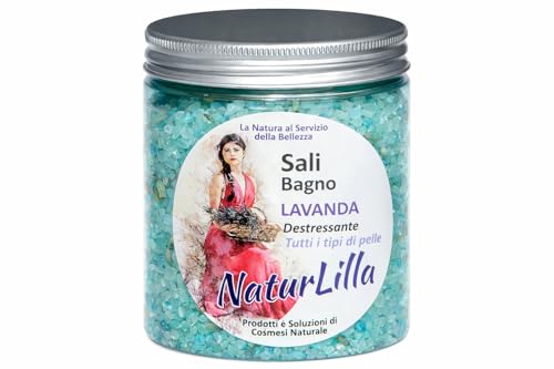 Centisia NaturLilla Sali da Bagno alla Lavanda 300 g – Cristalli di Sale Marino con Olio Essenziale di Lavanda, Aloe Vera e Olio d’Oliva – Rilassanti, Detox, Lenitivi – Aromaterapia Benessere Corpo