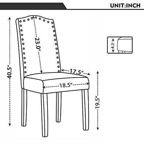 Lssbought Set Of 2 Luxurious Fabric Dining Chairs With Copper Nails And Solid Wood Legs (Teal) #TOP1