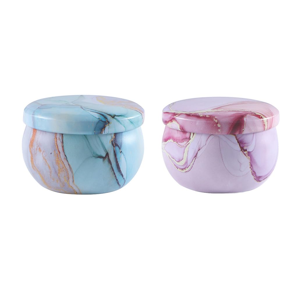 Leadigol 2 Pcs Round Tin Jar Tea Tins Food Storage Container,2.2oz Candle Tins,Round Containers with Lids for Candle Making, Arts & Crafts, Storage