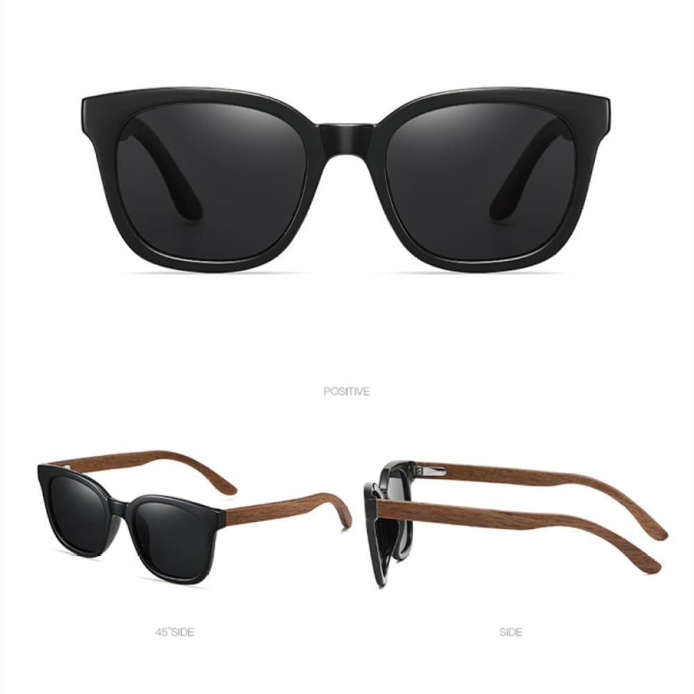 MUTYNE Occhiali da sole polarizzati vintage per donna Uomo Occhiali da sole con montatura in legno di bambù nero Occhiali da sole di lusso UV400