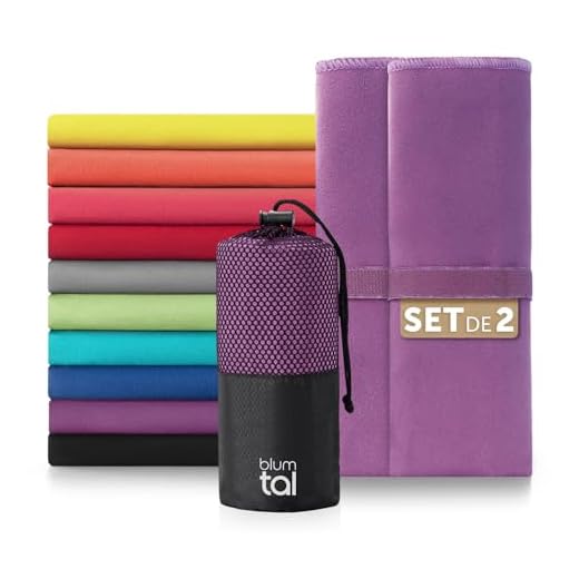 Blumtal Toalla Microfibra 80x40 cm en Set de 2 - Toallas Gimnasio de Microfibra de Secado rápido - Toalla Gym - Toallas para Gimnasio - Toalla Microfibra Gimnasio - Toallas pequeñas Colegio - Lila