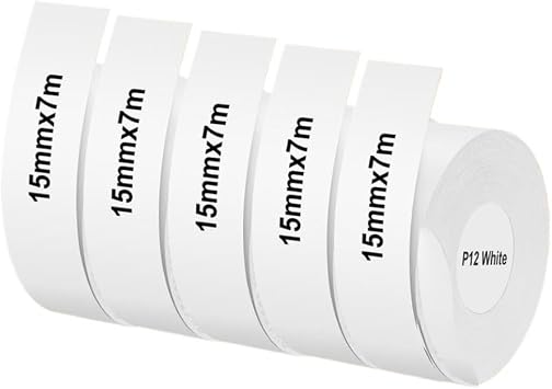 2 5 10 Rolls 15mm X 7m Thermal Label Tape Compatible with Label Printer Models D30 Marklife P12 P15 Labeller Universal Fit5PK 4Mixed Colors