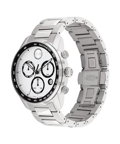 Movado Bold Verso Men's Sport Watch - Swiss Quartz Chronograph Movement, Stainless Steel Link Bracelet - 5 ATM Water Resistance - Luxury Fashion Timepiece for Him - 44mm3
