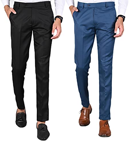 Image of Formal Pants for Men | Men's Slim fit Formal Pant Combo | Non Stretchable Trouser | Office wear Trousers