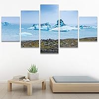 SIGNWIN 5 Panel Canvas Wall Art Modern Art Aerial Contemporary Cool Dramatic Multicolor Nature Photography Snow for Home Decorations Ready to Hang - 60