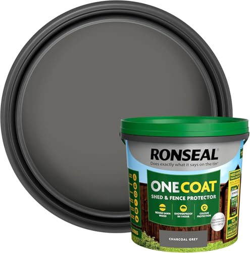 One Coat Fence Life Paint 5L Charcoal Grey Durable Weatherproof Wood Paint for Fences & Sheds One Coat Coverage Fade-Resistant Quick-Drying Outdoor Protection