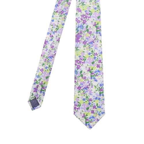 Image of Cotton Floral Ties for Men 2.76 inch Men's Skinny Tie Linen Flower Printed Neck Tie for Wedding Dating Party