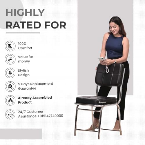 Image of GOYALSON Stainless Steel Office Home Study Visitor Chair Without Arms (Black) (2 Pc)