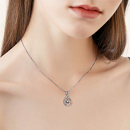 Lonago I Love You In 100 Languages Necklace Projection Necklace Sterling Silver Infinity Pendant Love Forever Gift For Women #TOP3