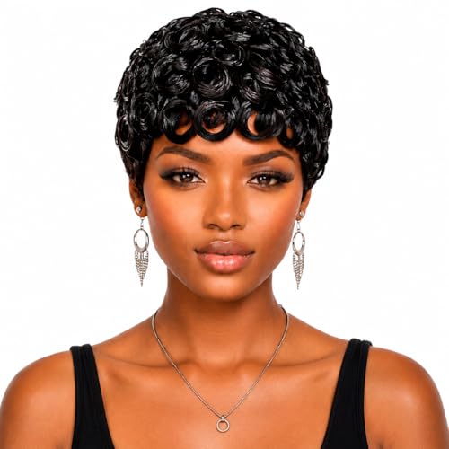 Vectronn Pixie Cut Wig Human Hair For Black Women 100%