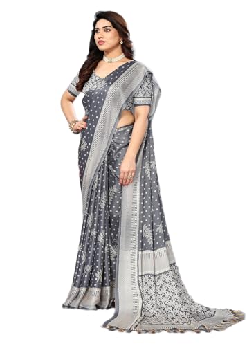 Image of Amazon Brand - Tavasya Womens Blocked Printed Daily Wear Chiffon Georgette Saree With Blouse With Blouse