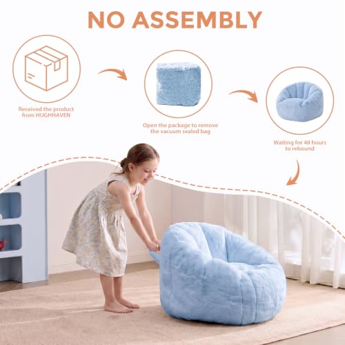 Image of HUGHEAVEN Kids Bean Bag Chair, Small Memory Foam Sofa, Ages 3+