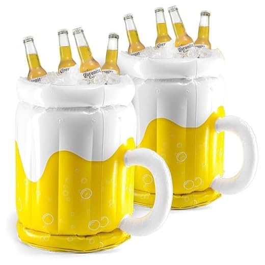 18" Inflatable Cooler, Beer Cooler for Parties, Luau Party Supplies for Adults 2 Pack Summer Party Decorations, Inflatable Beer Mug for Beach Pool Parties, Inflatable bar Cooler (2 Pack)