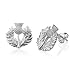 925 Sterling Silver Thistle Cirsium Flower Scotland National Symbol Small Post Stud Earring 15 mm