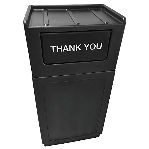 Hubert® Black Trash Receptacle With Lid, 39 Gal - 21 1/2" L X 14 1/2" W X 49" H #TOP1