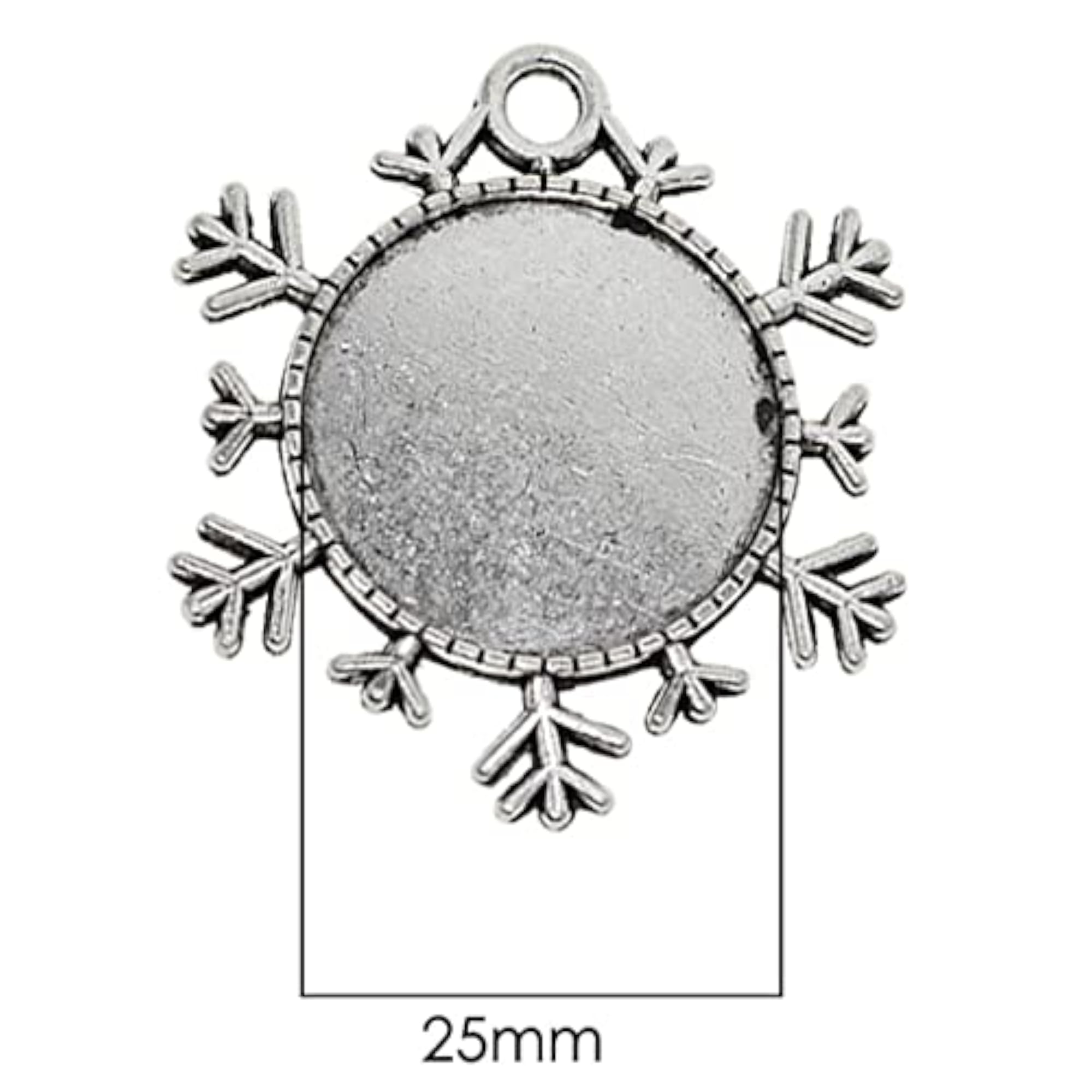 10 Pieces Vintage Christmas Snowflake Pendant Trays, Tibetan Silver