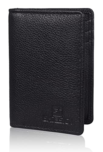 Image of SHDESIGN Chris Black Bi fold Credit Debit /Card Holder Small Slim Minimalist Genuine Leather Wallet for Men /Women